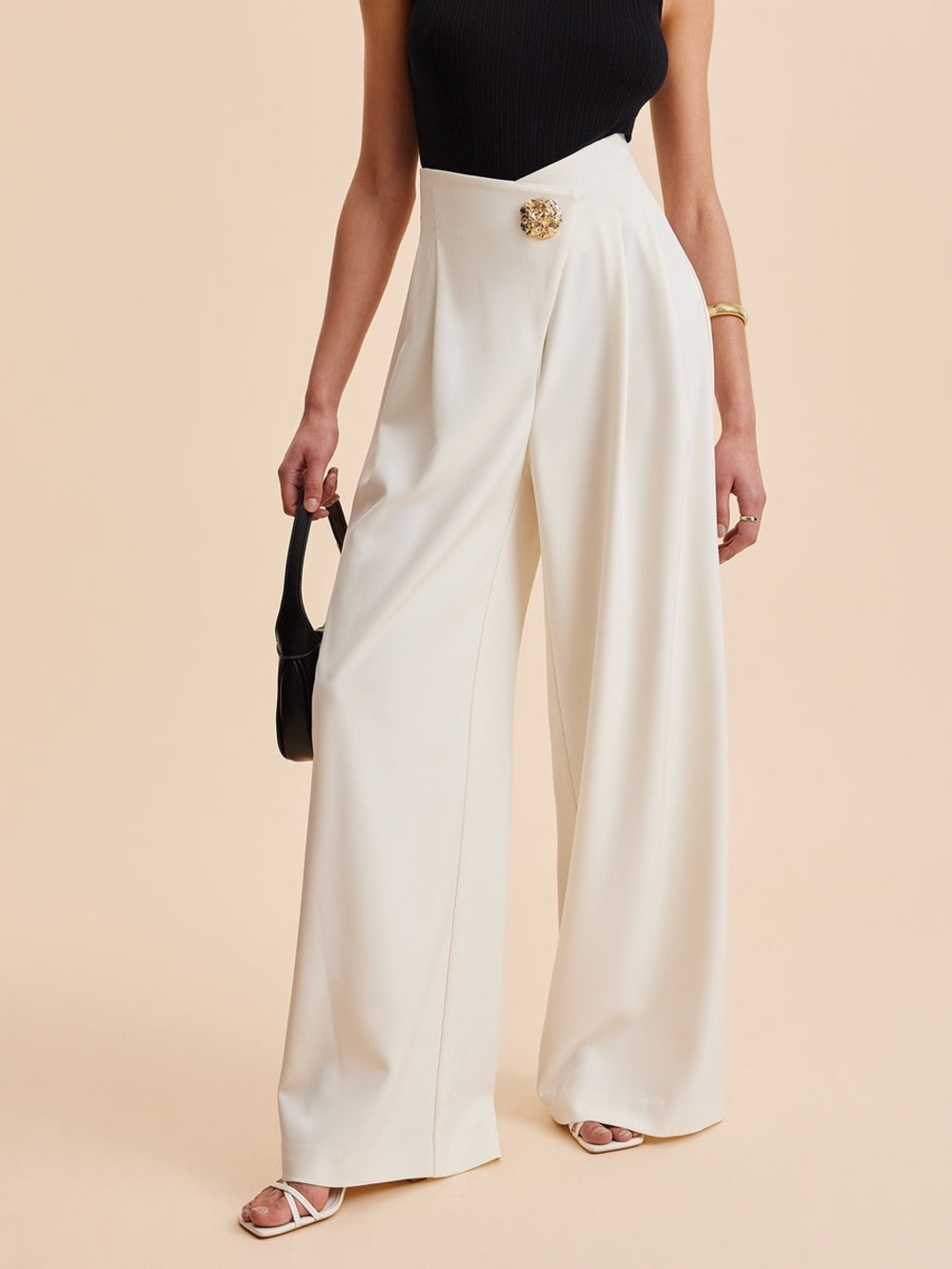 COMMENSE Embellished High Waisted Wide Leg Pants - Picture 3 of 3